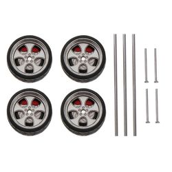 4stk 1/64 Skala Rc Model Bil Gummidæk Med Aksler Og 5 Endehætte Børn Elektrisk Legetøj DIY Dele