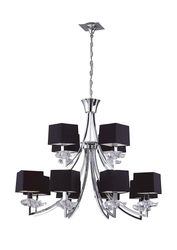 Inspired Lighting Akira Loft Vedhæng 2 Tier 12 Lys E14, poleret Krom med sorte nuancer