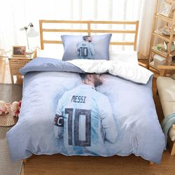 Lionel Messi Anime pussilakanasetit Lasten vuodevaatteet Kevyt pehmeä ja hengittävä 3D-tulostus Kevyt peittopäällinen tyynyliinalla lapsille Teini-...