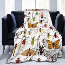 Kerota hyönteiset kevyt flanellihuopa heittohuopa pehmeä pestävä sohvasänkyyn 50x40in 125x100cm