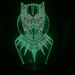 Black Panther Usb 3d Anime Night Light Atmosphere Led Bordslampa