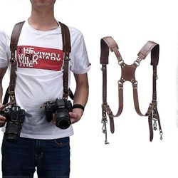 Kameran hihna nahka DSLR-hihna kaksinkertainen olkahihna valokuvaustarvikkeet tuli