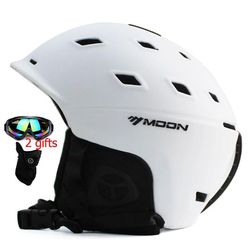 Ny skiløb Snowboard hjelm Cover Efterår Vinter Voksen Mænd Skateboard Equipment Sports Sikkerhed Ski Hjelme med Beskyttelsesbriller 2 Gaver Hvid M(...