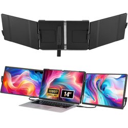Succebuy Kannettava kannettavan tietokoneen näytön laajennin, 14" FHD 1080P IPS kolminkertainen laajennettu näyttö 13"-17" kannettavalle tietokonee...