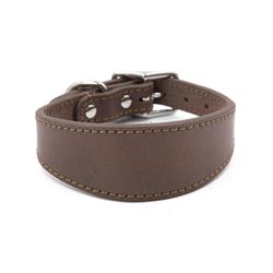 Kestävä ja leveä nahkainen koiran kaulapanta säädettävällä hihnalla suurille koirille ja italianvinttikoirille - Lemmikkitarvikkeet keltaisena Rusk...