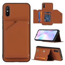 Gangxun Sag For Xiaomi Redmi 9a Vintage Cuir Cover Læderetui Kofanger - Marron