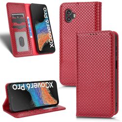 Kompatibel med Samsung Galaxy Xcover 6 Pro Premium Pu Læder Flip Folio Cover med kortspor Magnetisk lukningsdæksel Claret