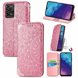 Foxdock Kompatibel med Zte Blade V30 Vita Case preget Pu Leather Wallet Function Cover Magnetic Closure Rosa