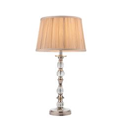 Interiors 1900 Lighting Polina 1 Lys medium bordlampe poleret nikkelplade med beige skygge, E14