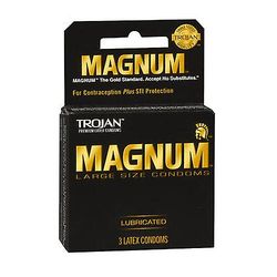 Trojan Troijan Magnum voidellut lateksikondomit, suuri, 3 kpl pakkaus