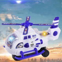 unbrand Børnelegetøj Helikopterlegetøj, helikopter med 4D Bedøvelse realistiske lys og lyde, Automatisk bump & go legetøj til børn Drenge & Grils, ...