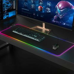 Lysende RGB Led Gaming Musemåtte Skridsikker skrivebordstastaturmåtte 90x40CM