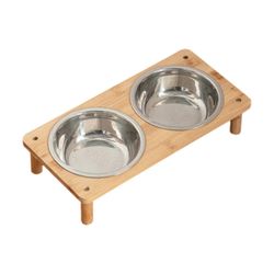 Korotettu Raised Pet Bowl kissoille, pienille koirille ja pennuille - Kannettava sisäruokinta-astia 2 kulhoa