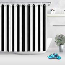 svart og hvit dusj gardin, stripet bad gardin, vanntett polyester stoff, stilig bad dekorasjon 180 x 180cm