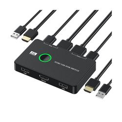 KVM-kytkin 2-porttinen laatikko USB ja -yhteensopiva kytkin 2 tietokoneelle Jaa näppäimistö Hiiritulostin HD Mo Kuten