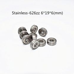 Scitoo Rustfrit stålleje 10stk S626zz 6 * 19 * 6 (mm) Antirust metal forseglede højhastigheds mekaniske udstyrsdele