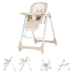 Chipolino Lasten syöttötuoli 2 in 1 Maitopirtelö, säädettävä, vauvan keinu, pyörät Beige