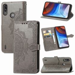 Etui til Motorola Moto E7 Power Cover Læder tegnebogsdæksel Præget Mandala magnetisk flipbeskyttelse Stødsikker - Grå