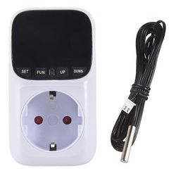 Digitaalinen lämpötilansäädin pistorasiaan termostaatti aika-anturilla lämmitys- ja jäähdytyskytkin 16A EU-pistoke Valkoinen