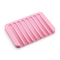 Zch Tøm silikone sæbe opvaskemiddelholder Brusesvamp holder Plain pink