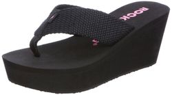 Rocket Dog Diver Webbing Black Pink Summer Wedge Flip Flops -kengät Musta Pink 6 UK 39 EU 8 US