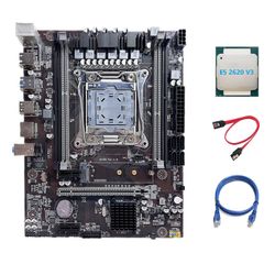 X99 Hovedkort LGA2011-3 Computer Hovedkort Support DDR4 ECC Ram + E5 2620 V3 CPU + SATA Kabel + RJ45