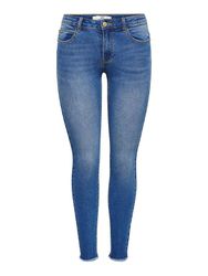 Jacqueline de Yong JDY Women's Fitted Skinny Ankel Denim Jeans med frynser regelmæssig stretch Blå XS / 34L