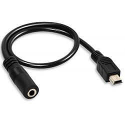 Musta 3,5 mm:n naaraspuolinen AUX-ääniliitin Mini USB 5pin urosmuuntimen äänikaapelin johtoon 30cm