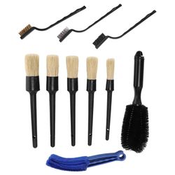 10stk Detaljering Brush Kit Produkter renere til bil rengøring hjul børste Multi