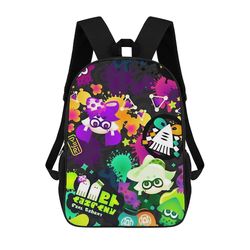 Splatoon Daypack 17 tuuman koululaukku Reppu Reppu Suuri kapasiteetti Olkalaukku Matkalaukut Opiskelijoiden kirjalaukku 16.1 X 11.8 X 4.5inches