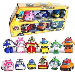 6 In 1 Korealainen animaatio Sarjakuva Robocar Poli Transformation Robot Car Toys Set_lp 83168-9