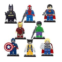 8pcs dc og marvel superhelt minifigurer bygge blokk baby barn leketøy gave