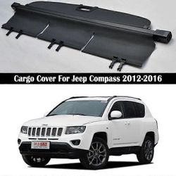 Jeep Compass 2012-2016: n tavaratilan kansi turvakilpi takamatkatavaraverho sisäänvedettävä väliseinä yksityisyys auton lisävarusteet harmaa