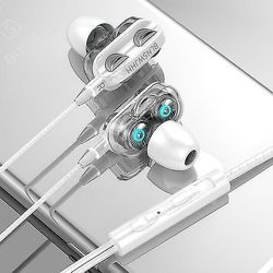 3,5 mm in-ear hörlurar stereo hifi trådbunden hörsnäcka med mikrofonjusterbar volym hörlurar vit 1st