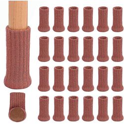 24 stykker stol benbeskytter strikkede møbler fod sokker platform møbler sko Mursten rød