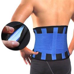 Le Contente Ventilerande midja Tränare Korsett Bantning Bälte Ortopedisk Brace Body Shaper Bastu Trimmer Blå XL