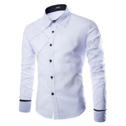 Varychmoo Mænds Classic Business Shirt Knapper Formelle Slim Fit Shirts Hvid 3XL