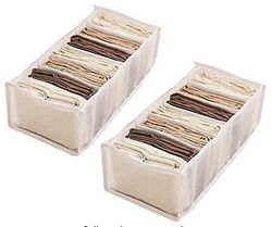 Gangxun Garderobe tøj Organizer, 2pcs foldbare vaskbare skuffe opbevaringskasser med 7 rum, høj kapacitet Grids closet dividers til undertøj, sokke...