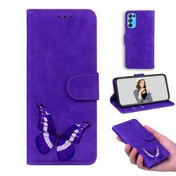 Etui til Oppo Reno 5 5g Butterfly Cover Premium Læder Magnetisk- Pink Lilla