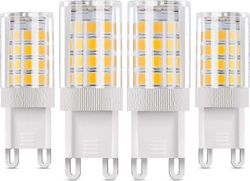 G9 LED-lamppu, 5W vastaa 50W halogeenilamppuja, 4 kpl lämmin valkoinen 3000K, 360 säteen kulma, AC85-220V,