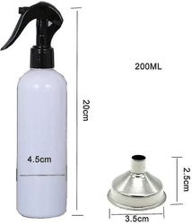 200 ml hvid sprayflaske dispenseringsflaske med tragt