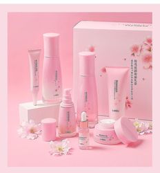 Cherry Blossoms 7st Face Skin Care Reparera Anti-aging Anti-wrinkle Moisturizing Whitening Face Tonic Cream Presentset