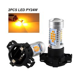 Redkid 2kpl Py24w Led Canbus No Hyper Flash Py24w 5200 5200s 12190na Py24wna LED-merkkivalot Virhe Vapaa Meripihka Keltainen Valkoinen 2 kpl PY24W ...