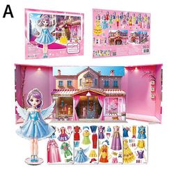 Magneettiset puettavat paperinuket 4–7-vuotiaille tytöille, prinsessapukeutumispelilelut E