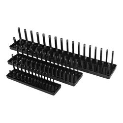 3 kpl Socket Organizer -lokerosarja Musta Metriset hylsylokerot 1/4 tuumaa, 3/8 tuumaa ja 1/2 tuuman asema syvä ja sha