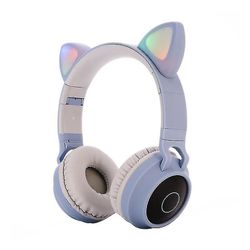 Coosilo Cat Ear Bluetooth hovedtelefoner trådløse headset foldbare glødende blågrå