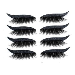 unbrand 4 paria uudelleenkäytettäviä eyeliner- ja ripsetarroja vedenpitävät uudelleenkäytettävät eyeliner-ripsetarroja musta