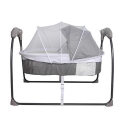 Kannettava vauvansänky, sähköinen vauvan kokolattiasänky, sähköinen vauvan teline harmaa
