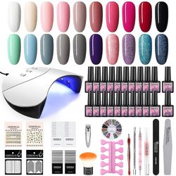 Koolmei 20pc Uv Gel Neglelak Neglelak Sæt 36w Uv + Led Nail Lamp Starter Set