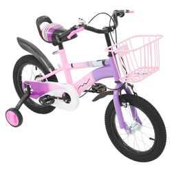 CNCEST 14 tuuman korkeussäädettävä lastenpyörä lasten korilla 3,5–6-vuotiaille violetti
